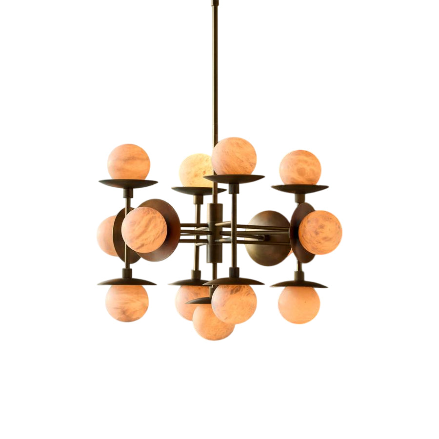 Cara Alabaster Chandelier – Brass & Natural Alabaster Tiered Multi-Light Chandelier