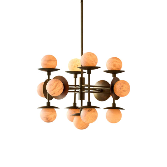 Cara Alabaster Chandelier – Brass & Natural Alabaster Tiered Multi-Light Chandelier