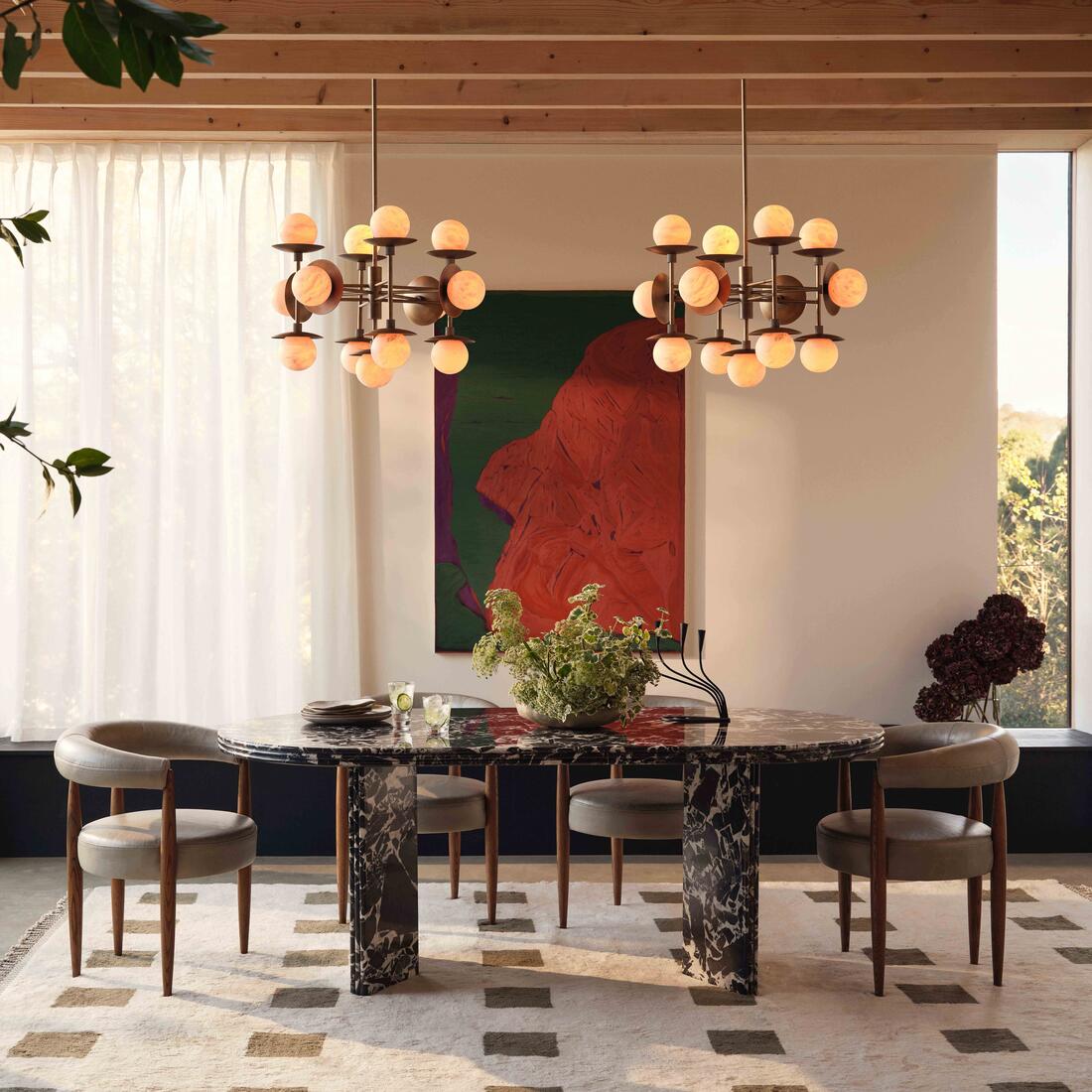 Cara Alabaster Chandelier – Brass & Natural Alabaster Tiered Multi-Light Chandelier