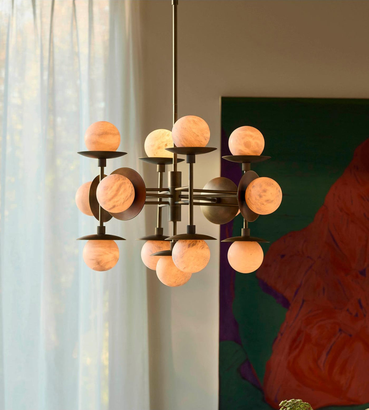 Cara Alabaster Chandelier – Brass & Natural Alabaster Tiered Multi-Light Chandelier