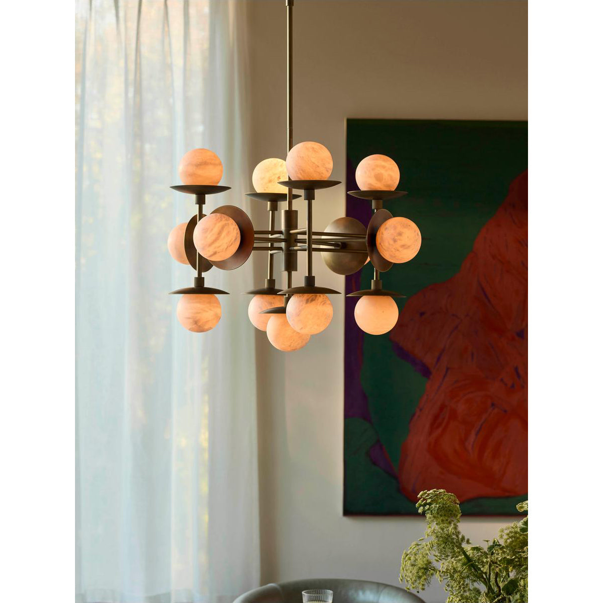 Cara Alabaster Chandelier – Brass & Natural Alabaster Tiered Multi-Light Chandelier