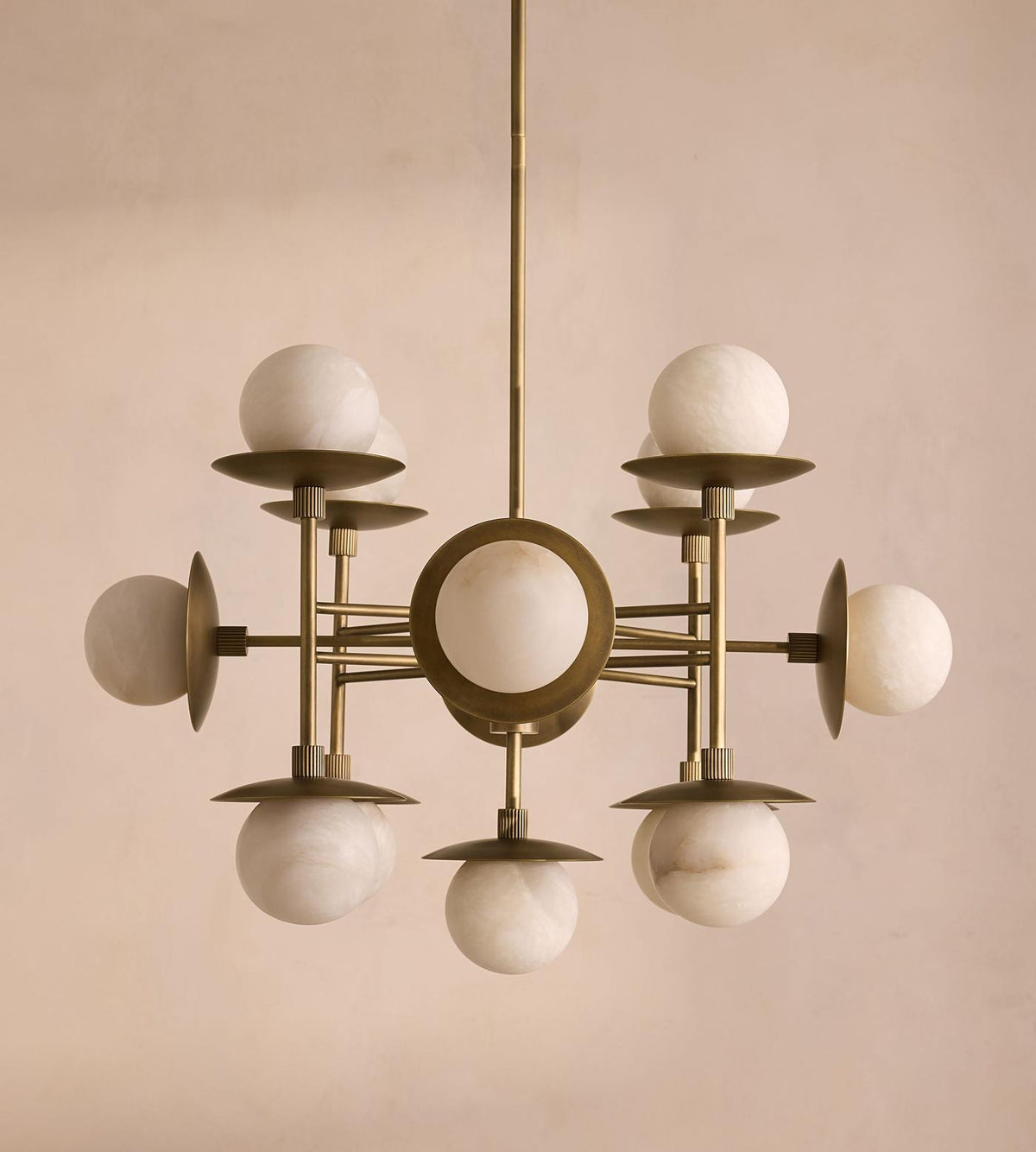 Cara Alabaster Chandelier – Brass & Natural Alabaster Tiered Multi-Light Chandelier