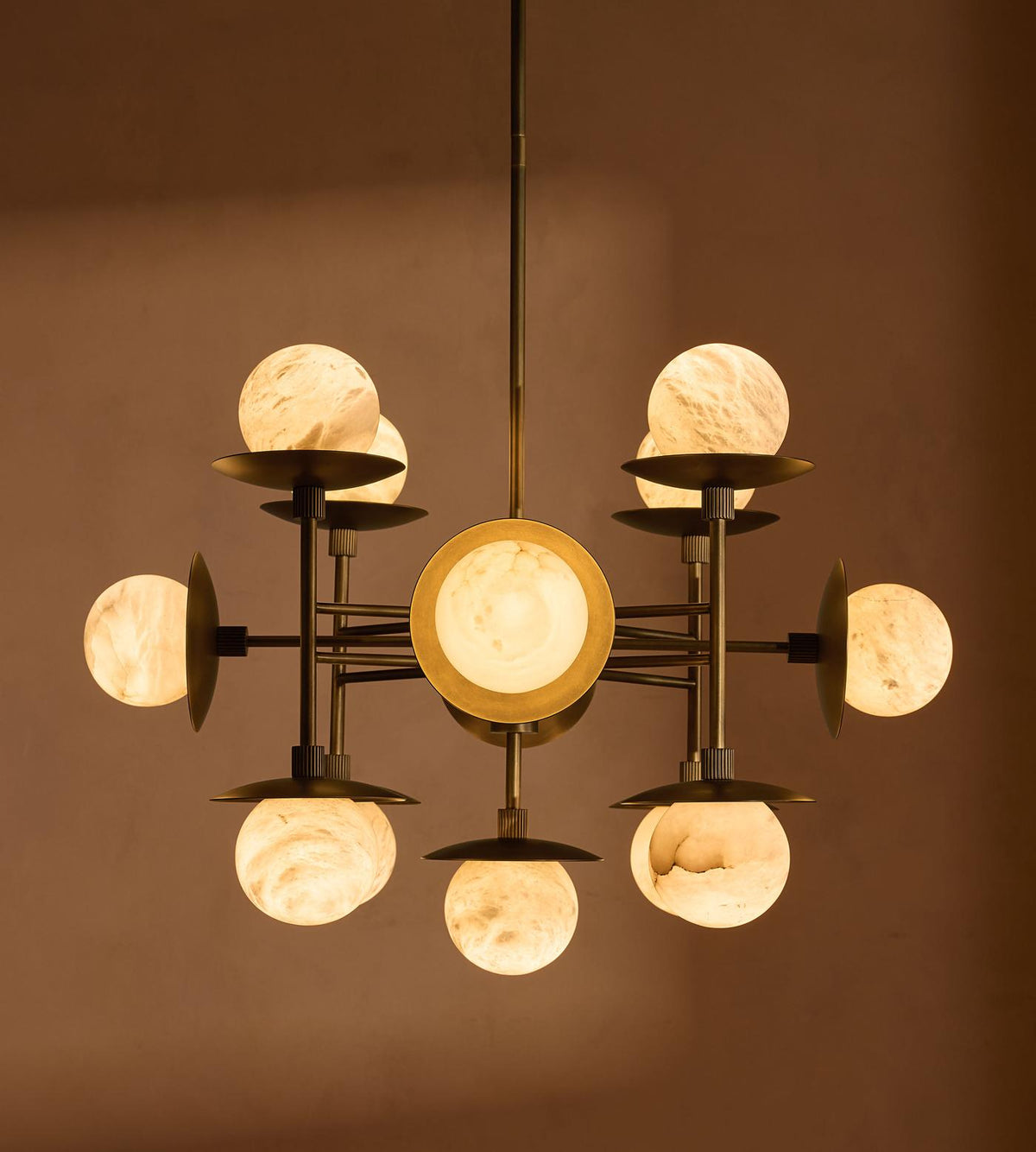 Cara Alabaster Chandelier – Brass & Natural Alabaster Tiered Multi-Light Chandelier