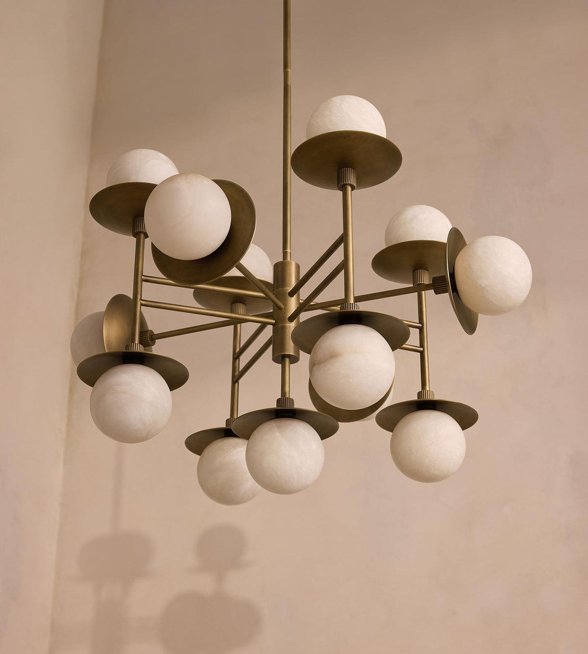 Cara Alabaster Chandelier – Brass & Natural Alabaster Tiered Multi-Light Chandelier
