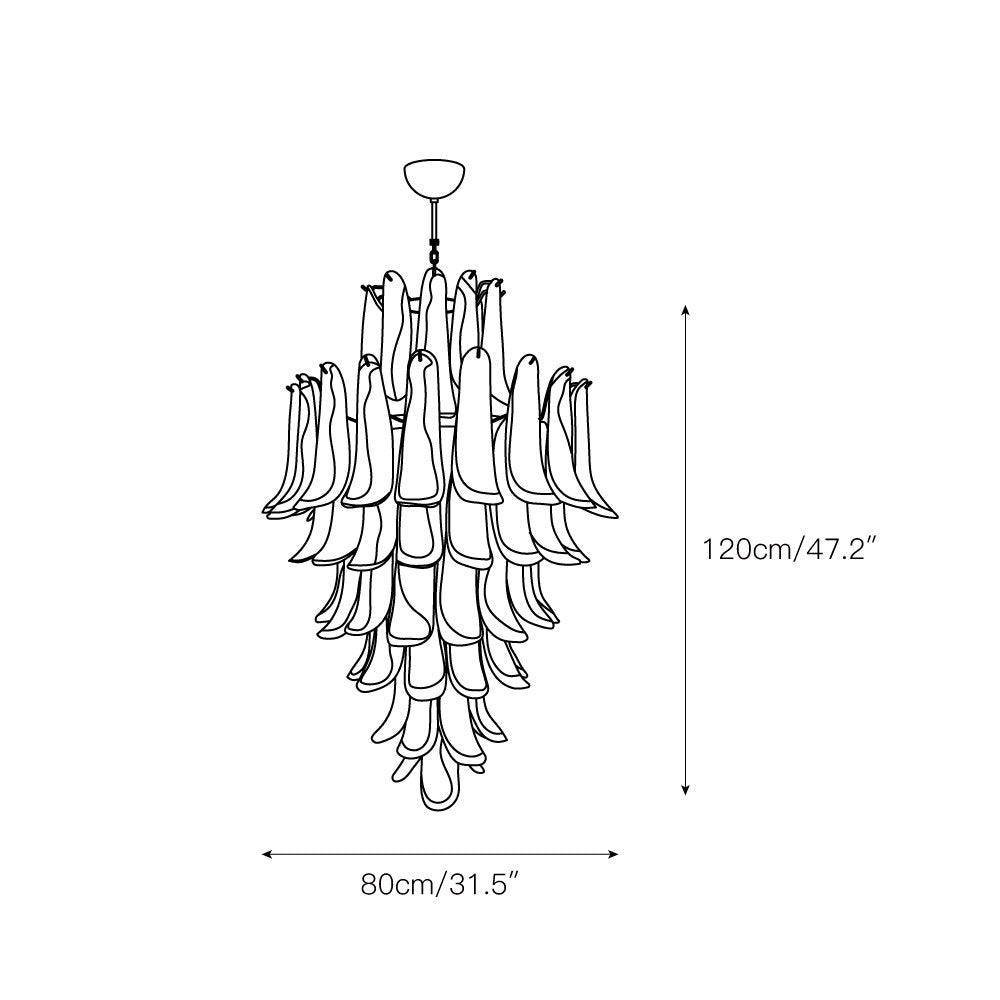 Caramello Petal Chandelier – Cascading Glass Petal Statement Chandelier