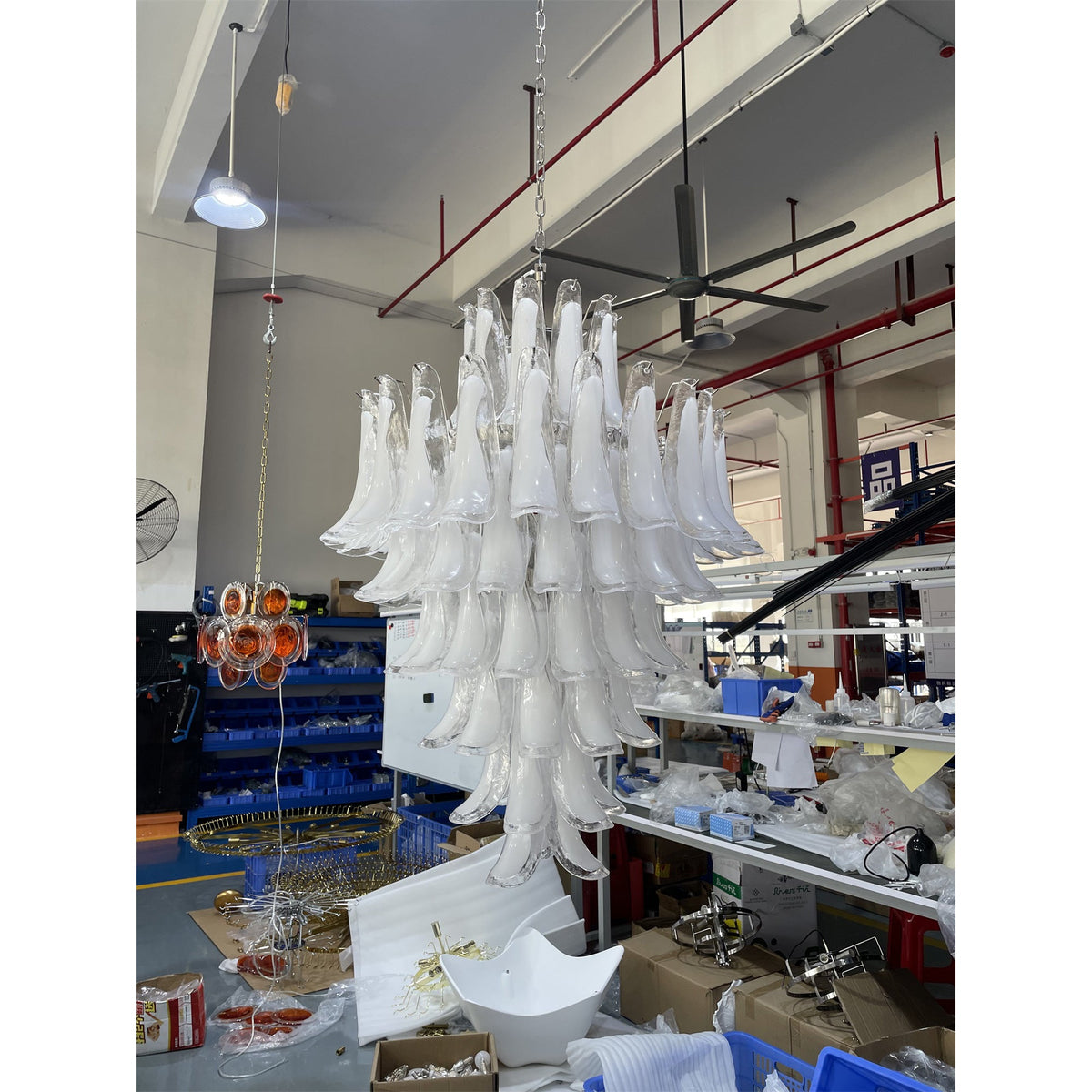 Caramello Petal Chandelier – Cascading Glass Petal Statement Chandelier