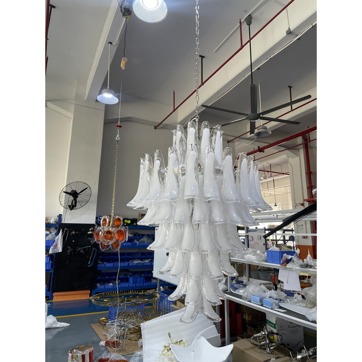 Caramello Petal Chandelier – Cascading Glass Petal Statement Chandelier