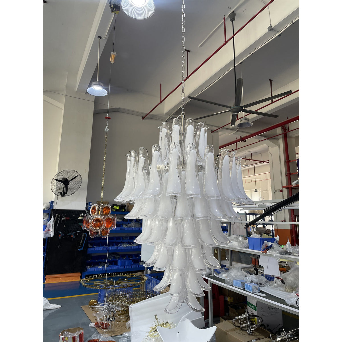 Caramello Petal Chandelier – Cascading Glass Petal Statement Chandelier