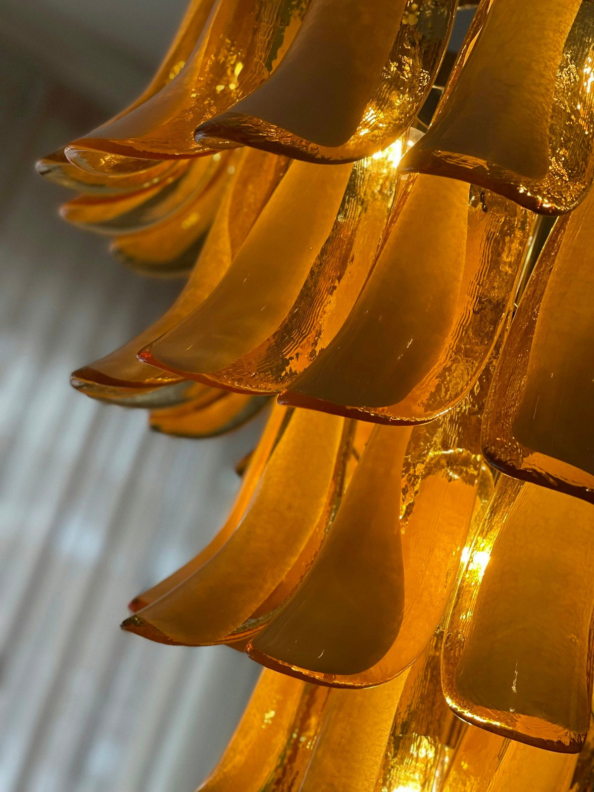 Caramello Petal Chandelier – Cascading Glass Petal Statement Chandelier