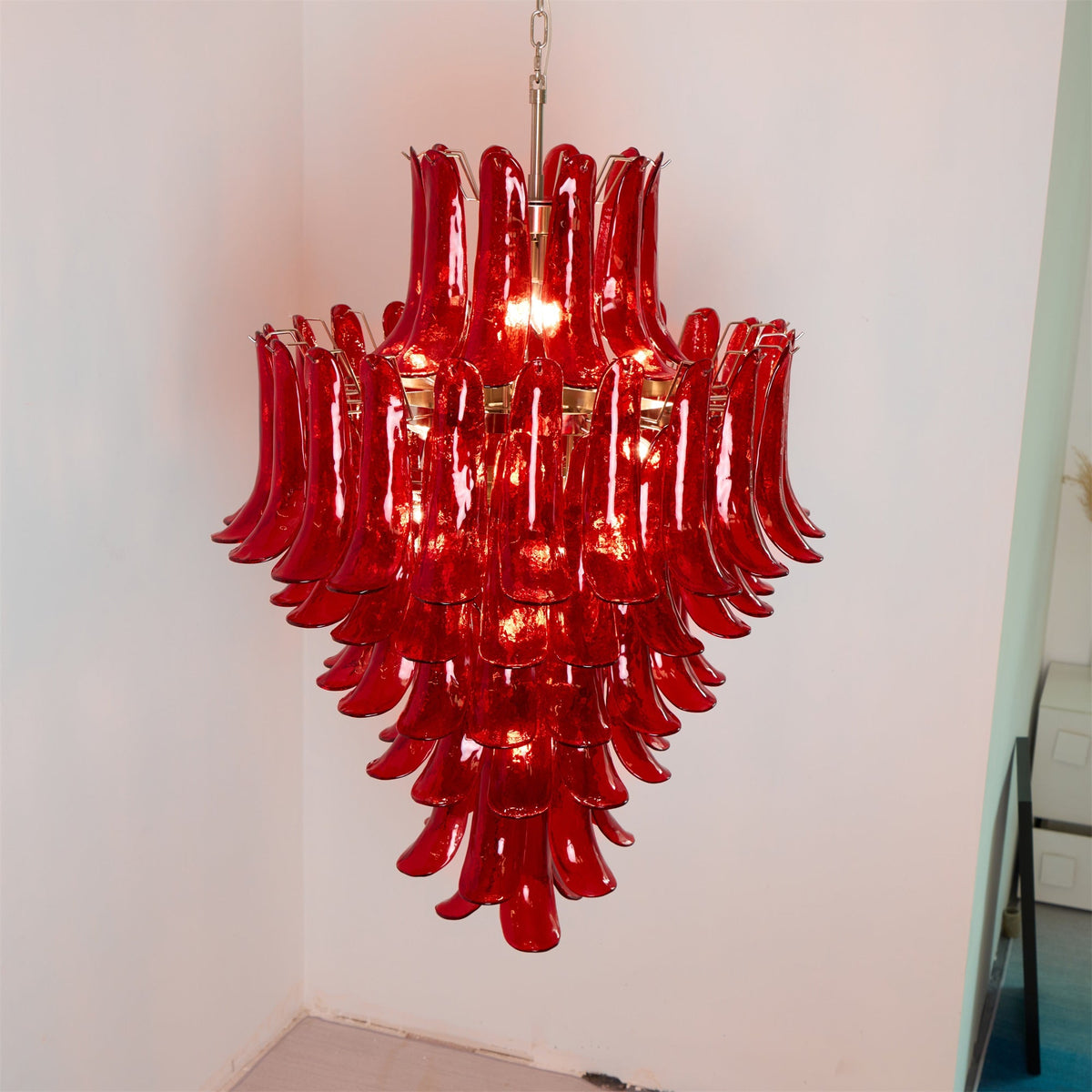 Caramello Petal Chandelier – Cascading Glass Petal Statement Chandelier