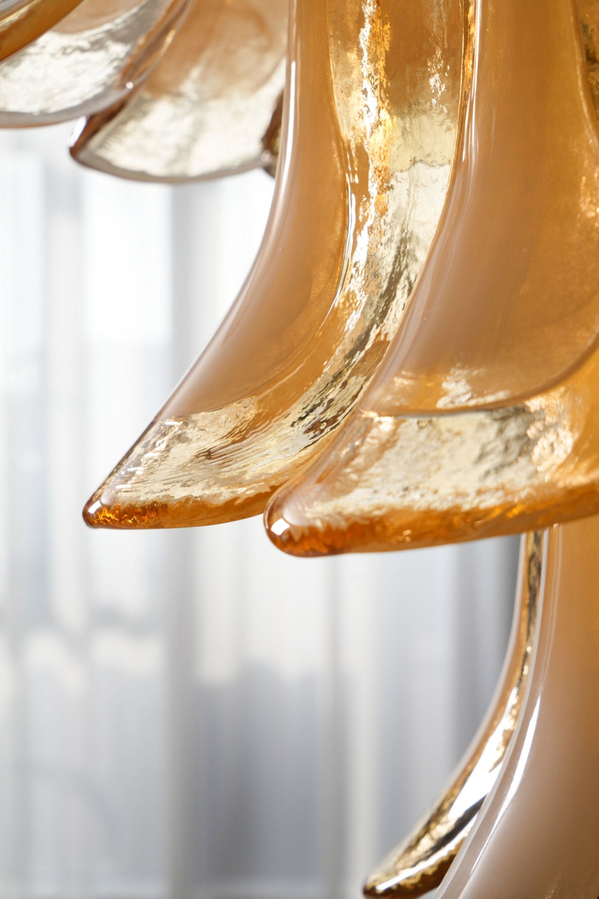 Caramello Petal Chandelier – Cascading Glass Petal Statement Chandelier