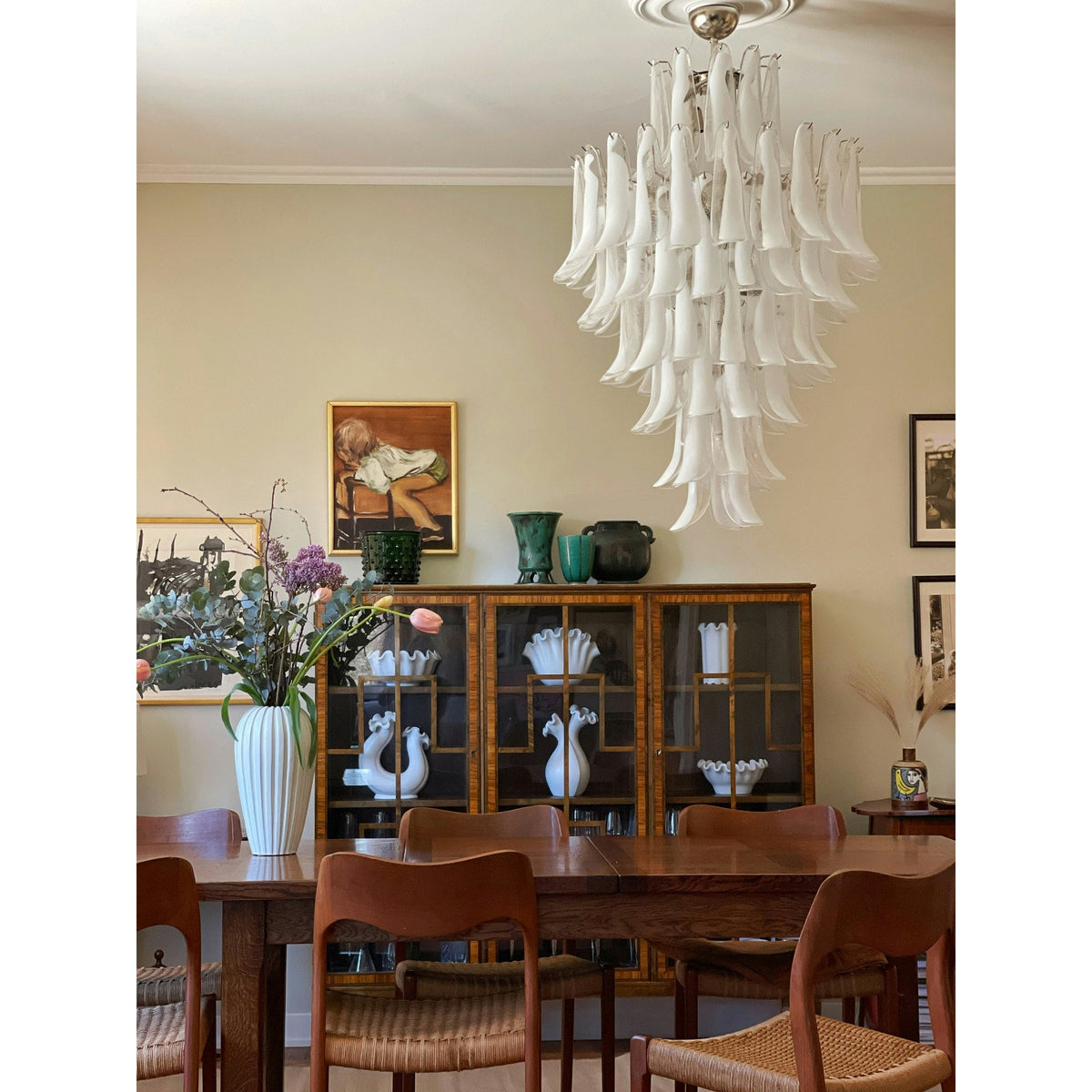 Caramello Petal Chandelier – Cascading Glass Petal Statement Chandelier