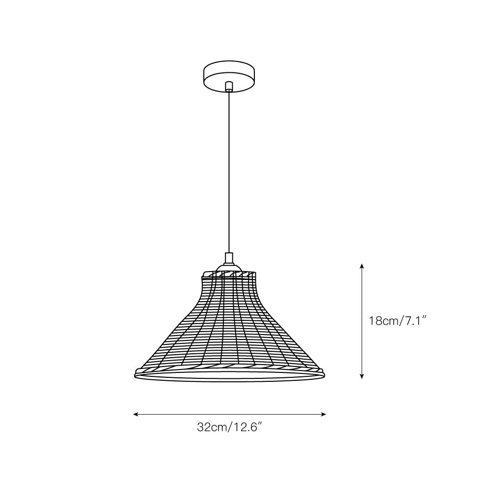Caribe Pendant Lamp – Hand-Woven Natural Rattan Cone Pendant Light