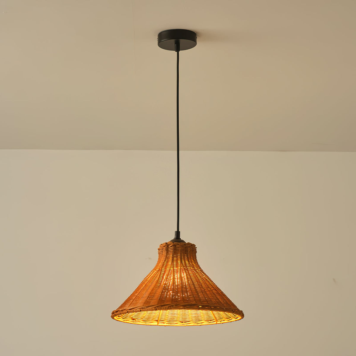 Caribe Pendant Lamp – Hand-Woven Natural Rattan Cone Pendant Light