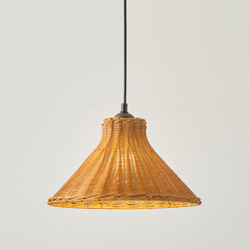 Caribe Pendant Lamp – Hand-Woven Natural Rattan Cone Pendant Light