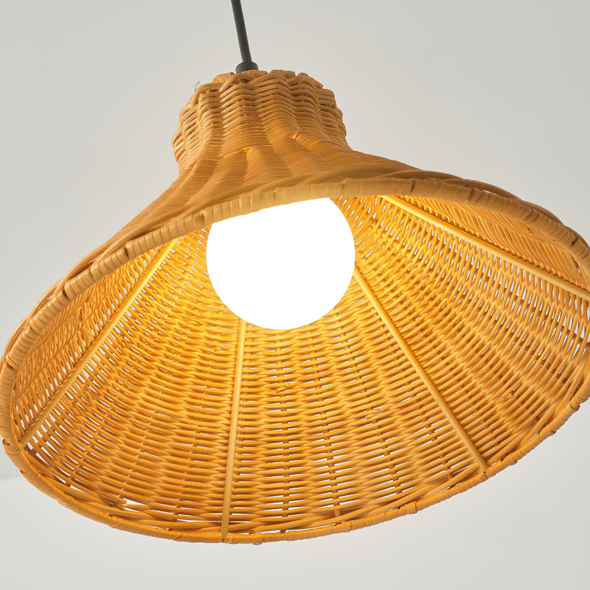 Caribe Pendant Lamp – Hand-Woven Natural Rattan Cone Pendant Light