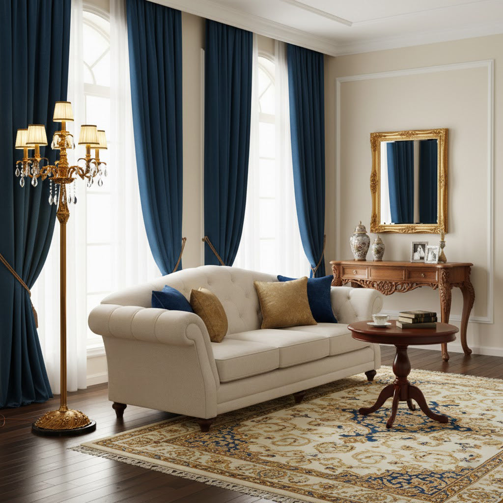 Carins Floor Lamp – Vintage Brass & Pleated Fabric Multi-Head Candlestick Floor Lamp