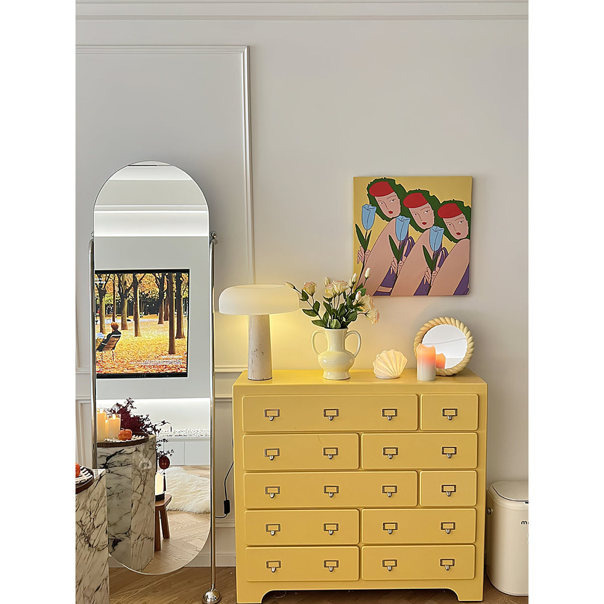 Carla Table Lamp – Travertine Natural Stone & Opal Glass Accent Light