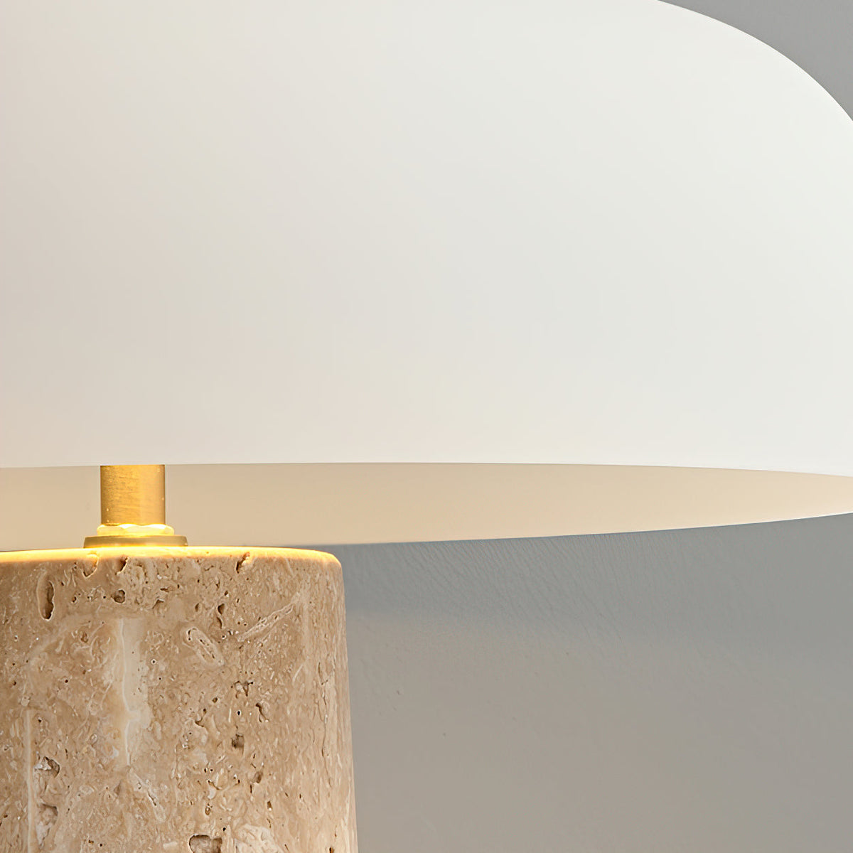 Carla Table Lamp – Travertine Natural Stone & Opal Glass Accent Light