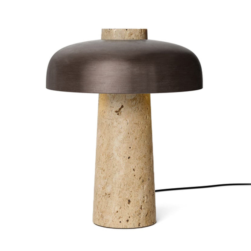 Carla Travertine Table Lamp – Raw Travertine Stone & Aluminum Accent Lamp
