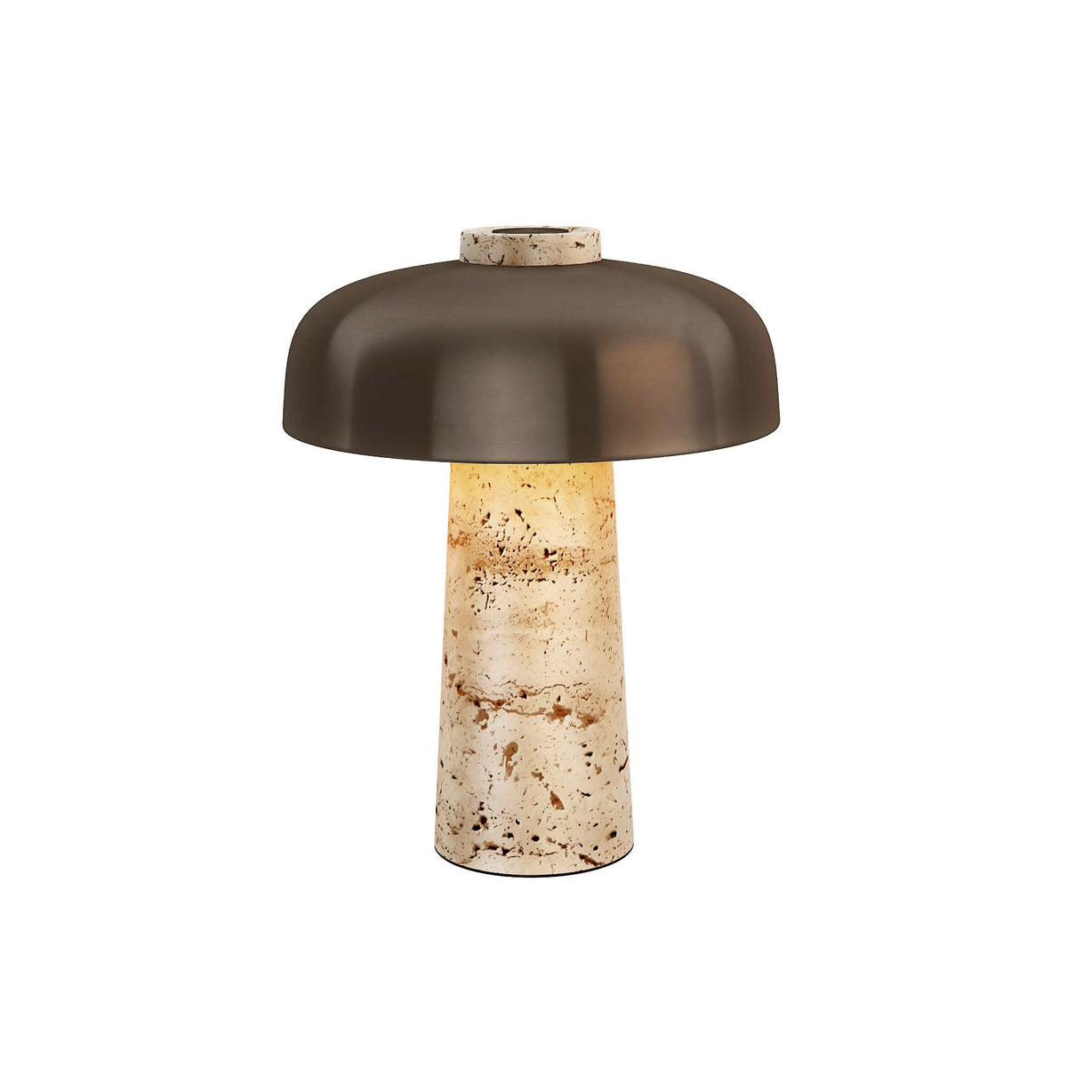 Carla Travertine Table Lamp – Raw Travertine Stone & Aluminum Accent Lamp