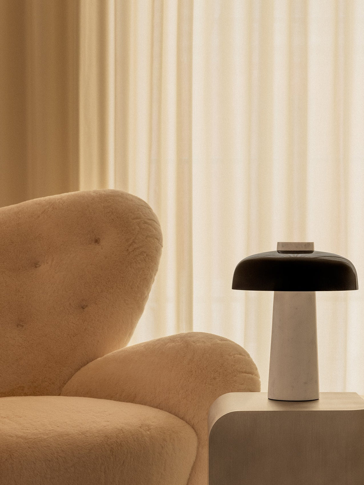 Carla Travertine Table Lamp – Raw Travertine Stone & Aluminum Accent Lamp