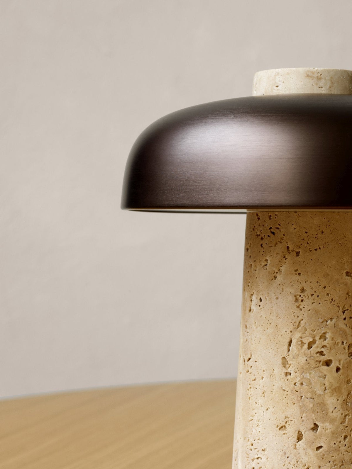 Carla Travertine Table Lamp – Raw Travertine Stone & Aluminum Accent Lamp