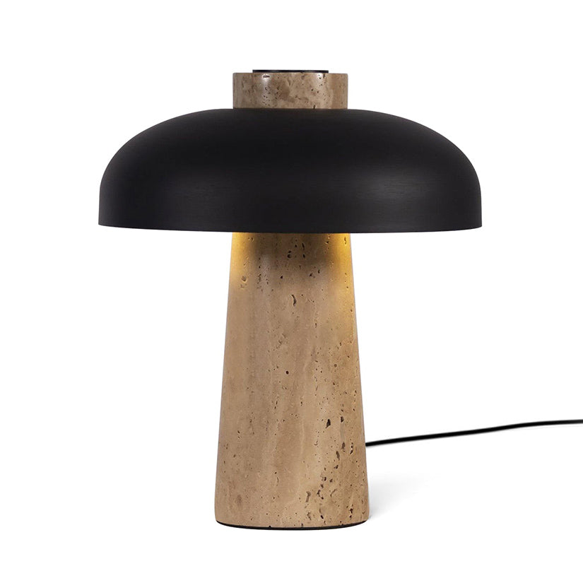 Carla Travertine Table Lamp – Raw Travertine Stone & Aluminum Accent Lamp