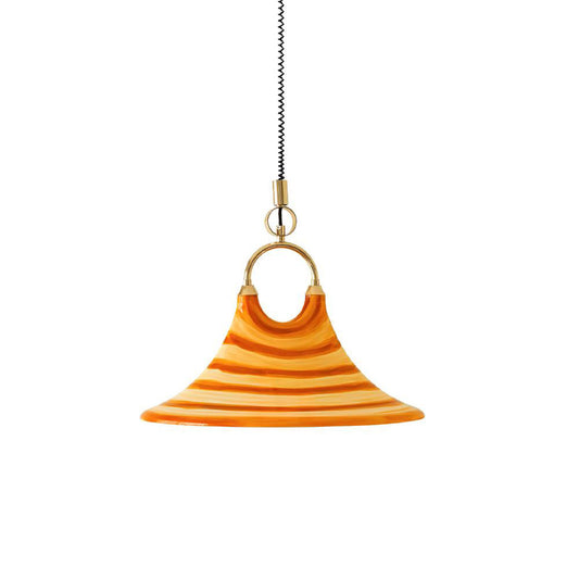 Carlo Trumpet Pendant Lamp – Orange Striped Trumpet Dual-Light Pendant