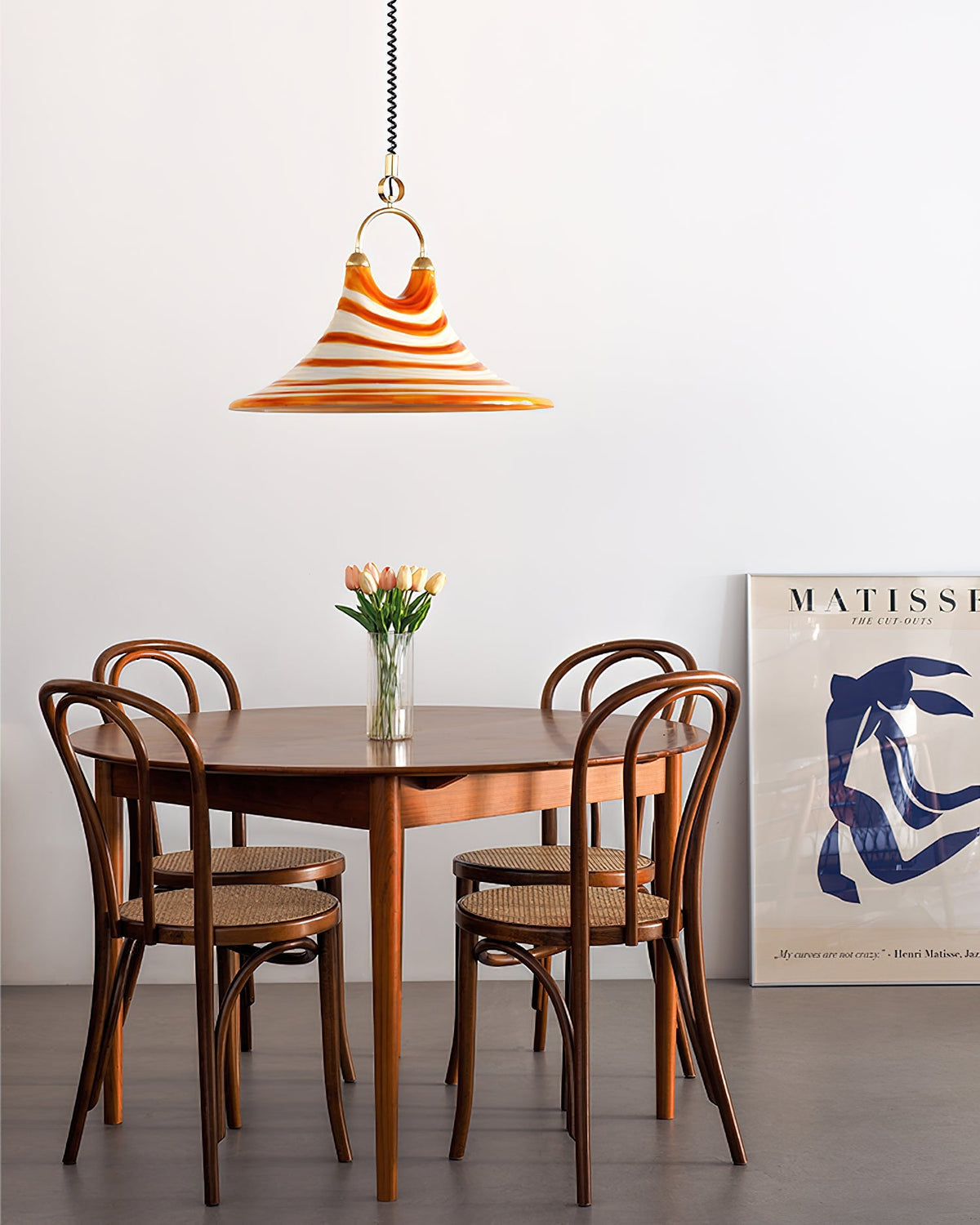 Carlo Trumpet Pendant Lamp – Orange Striped Trumpet Dual-Light Pendant