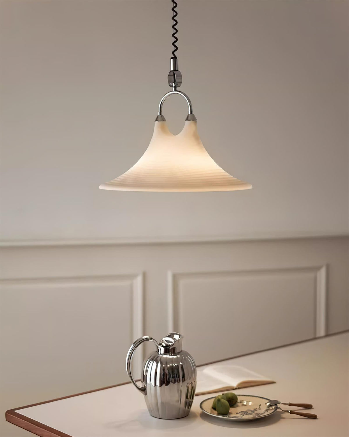 Carlo Trumpet Pendant Lamp – Orange Striped Trumpet Dual-Light Pendant
