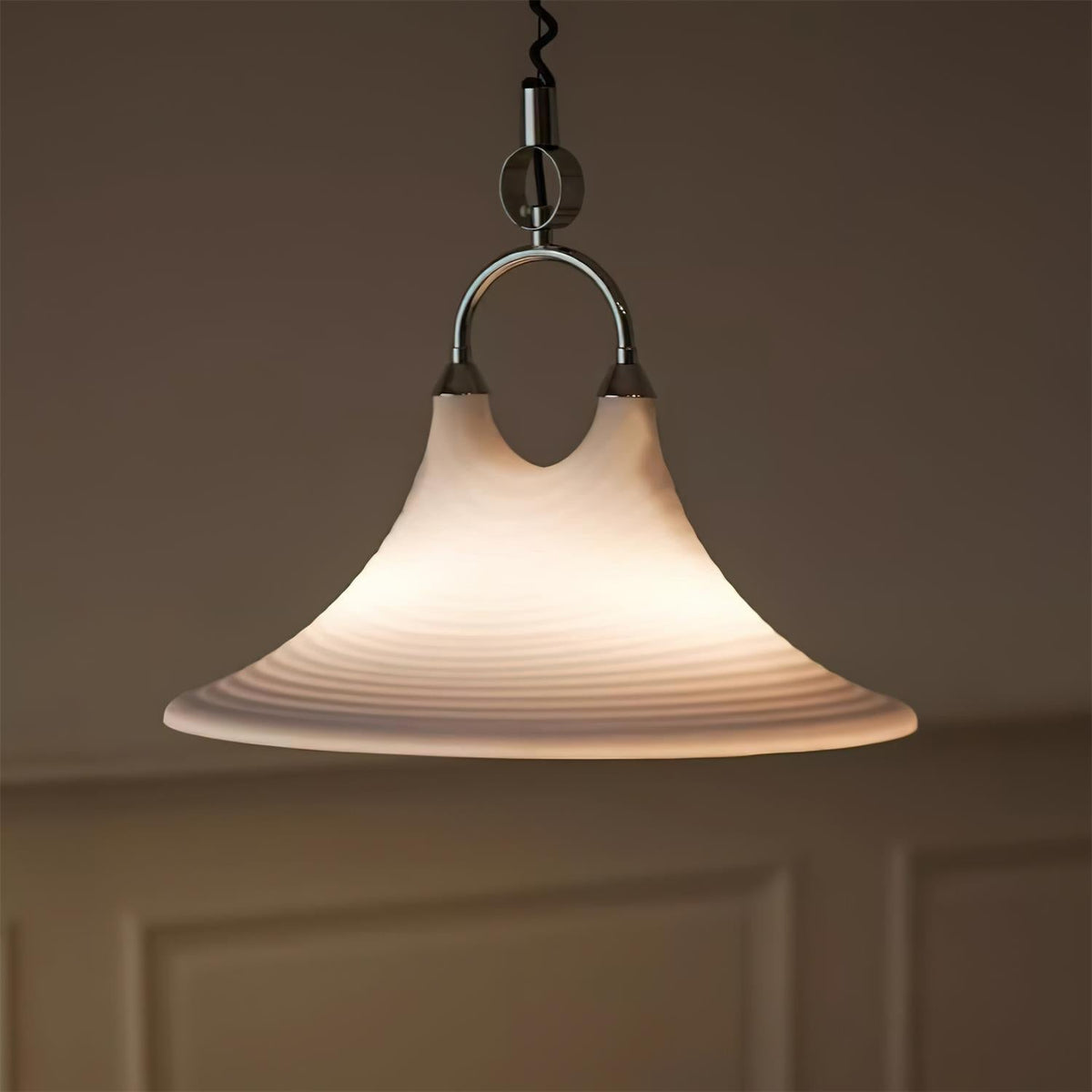 Carlo Trumpet Pendant Lamp – Orange Striped Trumpet Dual-Light Pendant