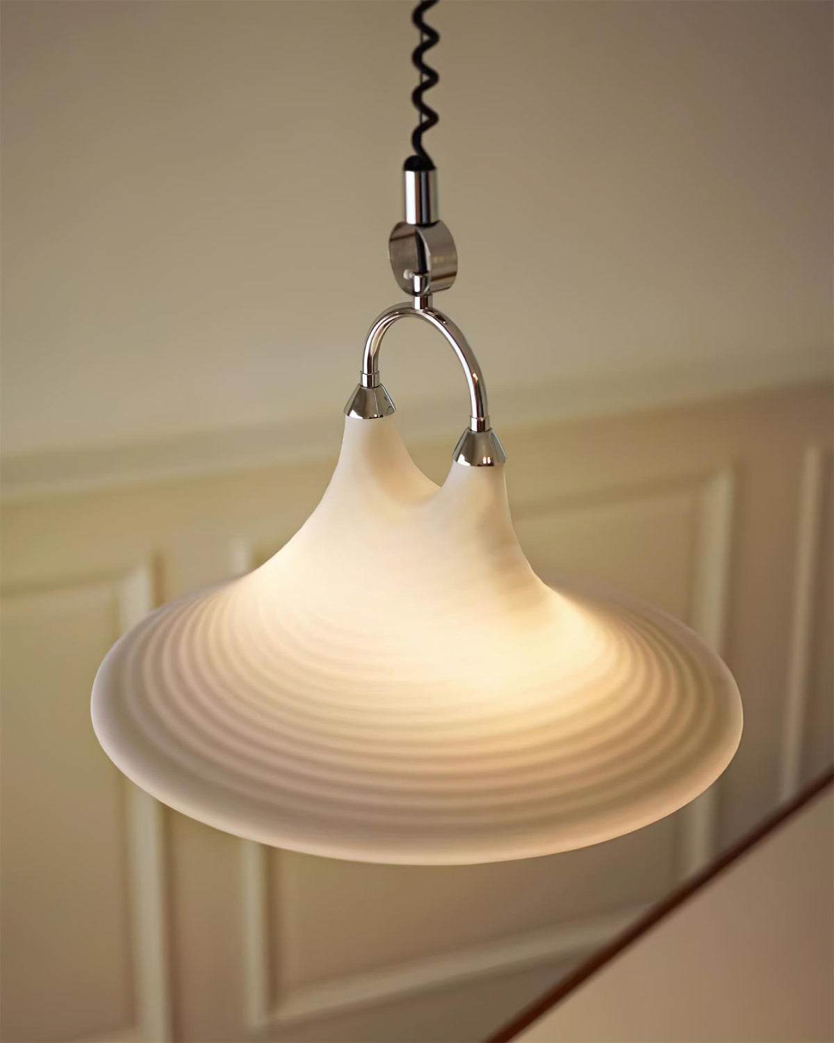 Carlo Trumpet Pendant Lamp – Orange Striped Trumpet Dual-Light Pendant