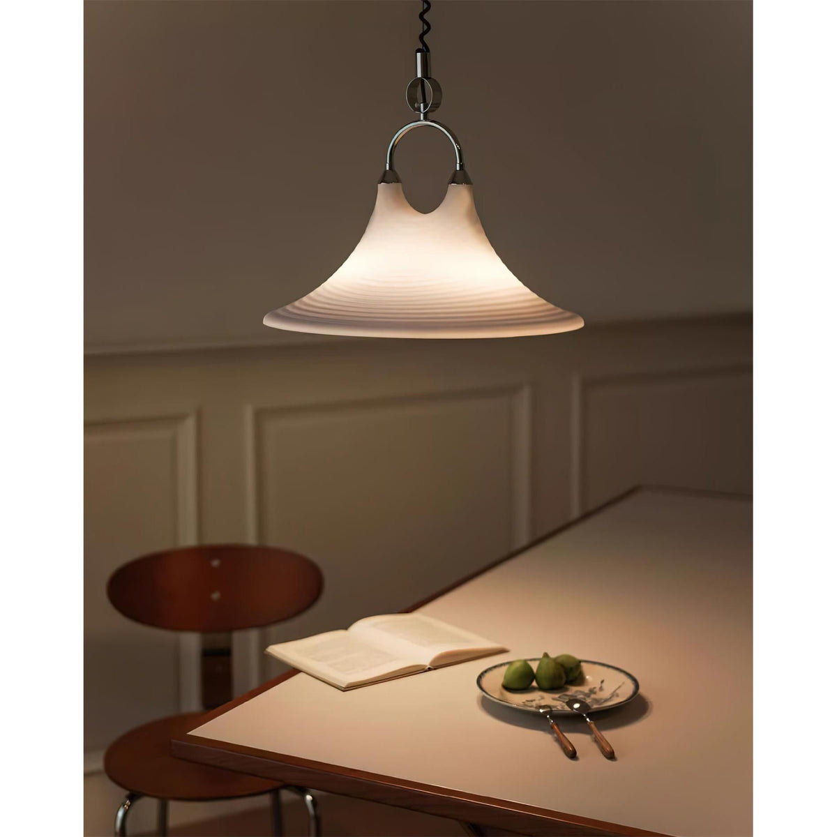 Carlo Trumpet Pendant Lamp – Orange Striped Trumpet Dual-Light Pendant