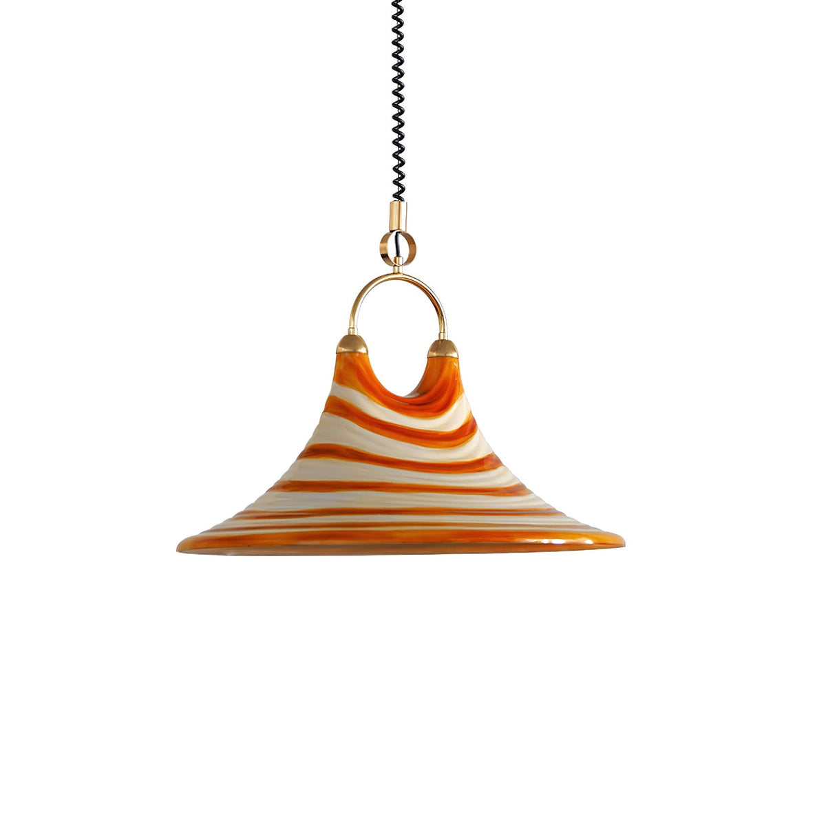 Carlo Trumpet Pendant Lamp – Orange Striped Trumpet Dual-Light Pendant