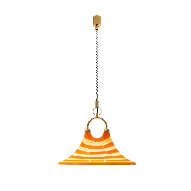 Carlo Trumpet Pendant Lamp – Orange Striped Trumpet Dual-Light Pendant