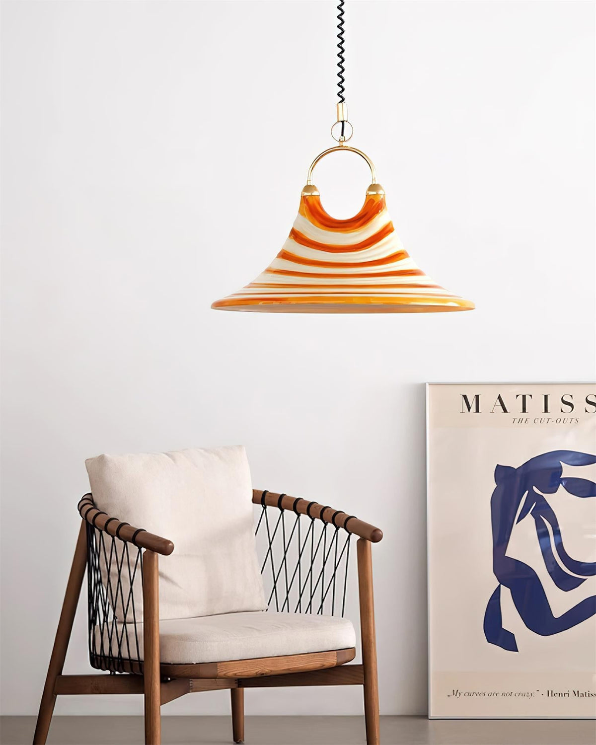 Carlo Trumpet Pendant Lamp – Orange Striped Trumpet Dual-Light Pendant