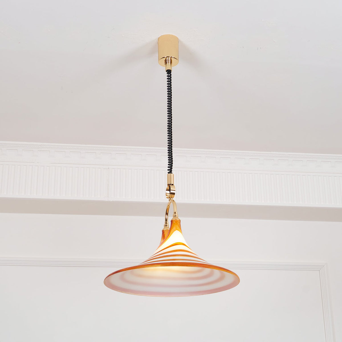 Carlo Trumpet Pendant Lamp – Orange Striped Trumpet Dual-Light Pendant