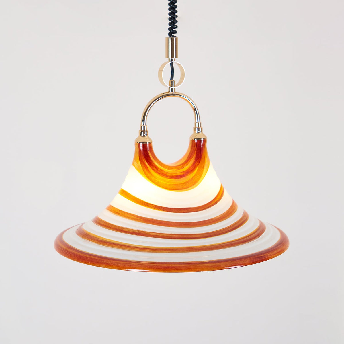 Carlo Trumpet Pendant Lamp – Orange Striped Trumpet Dual-Light Pendant