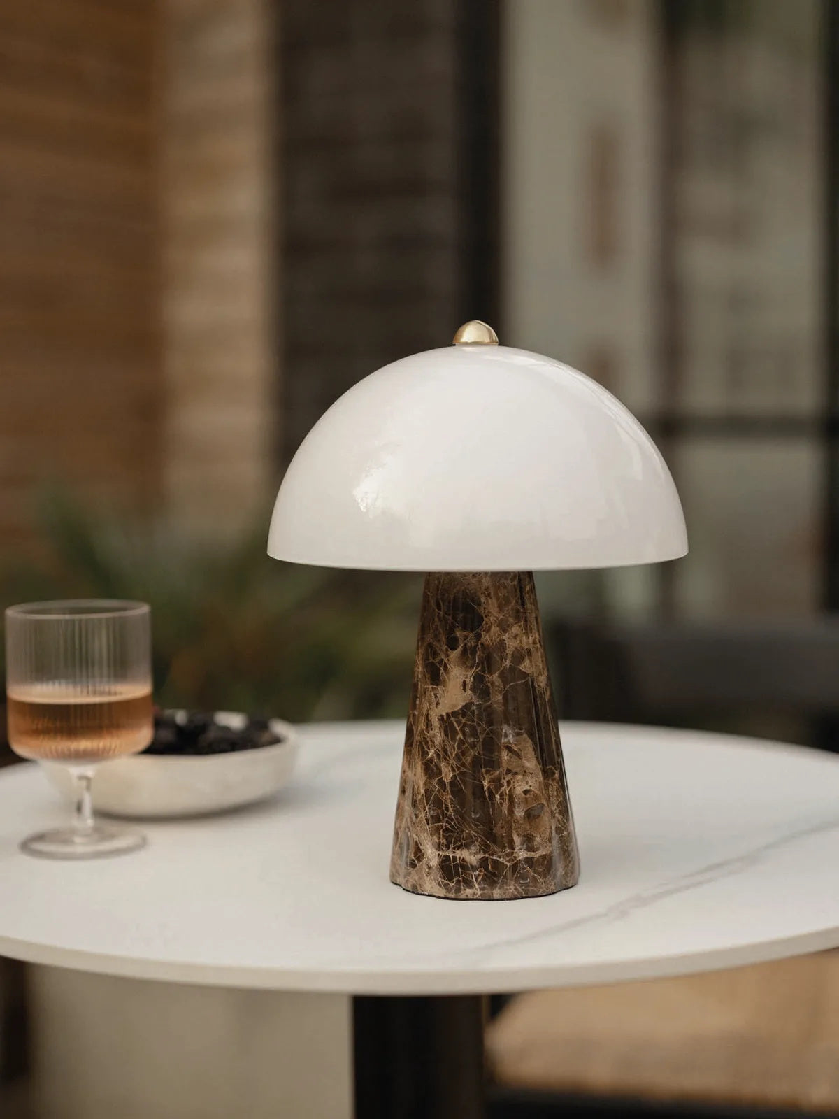 Carme Table Lamp – Celestial Marble Base & Glass Globe LED Accent Lamp