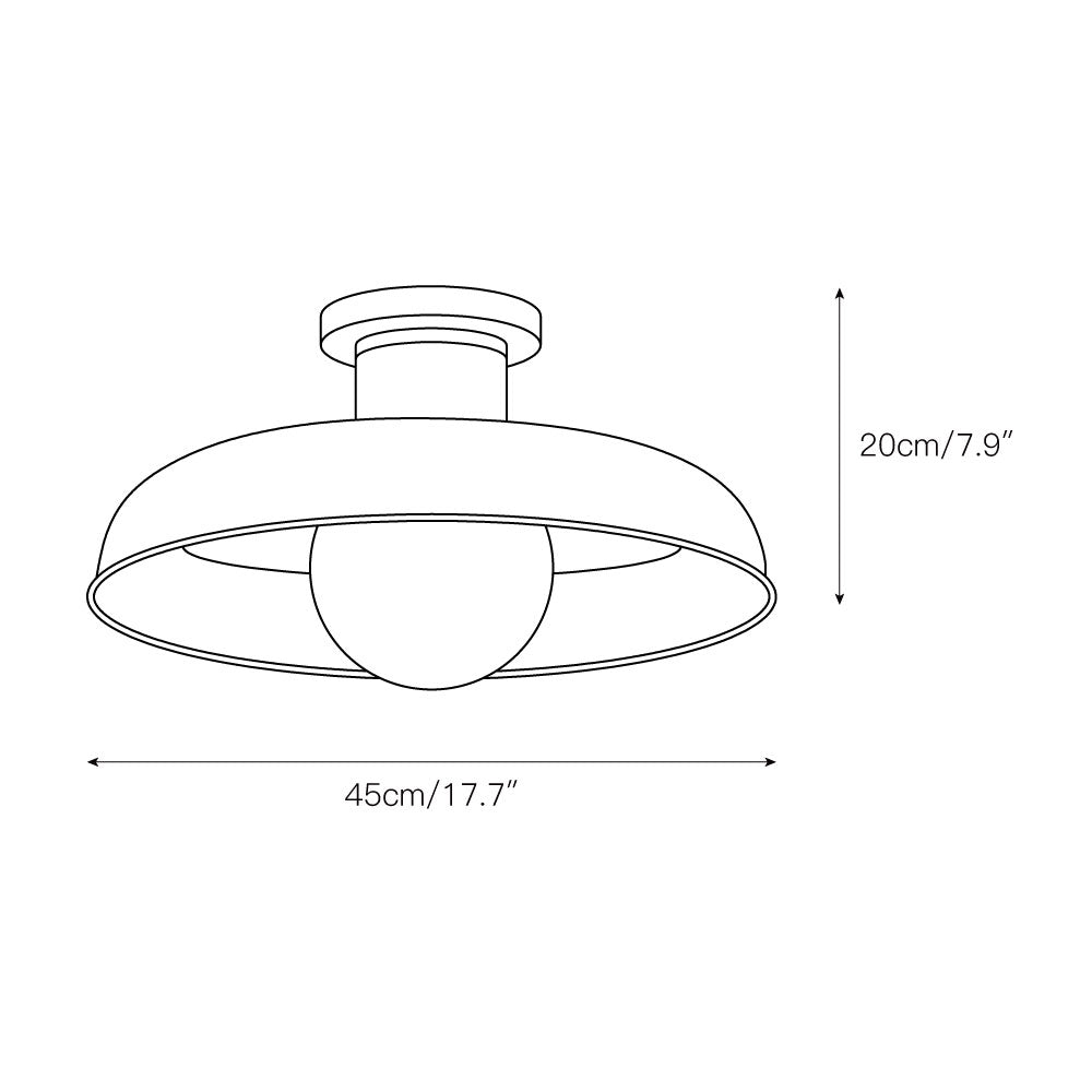 Cadence Semi Flush Ceiling Lamp – Mid-Century Danish Modern Dome Ceiling Light