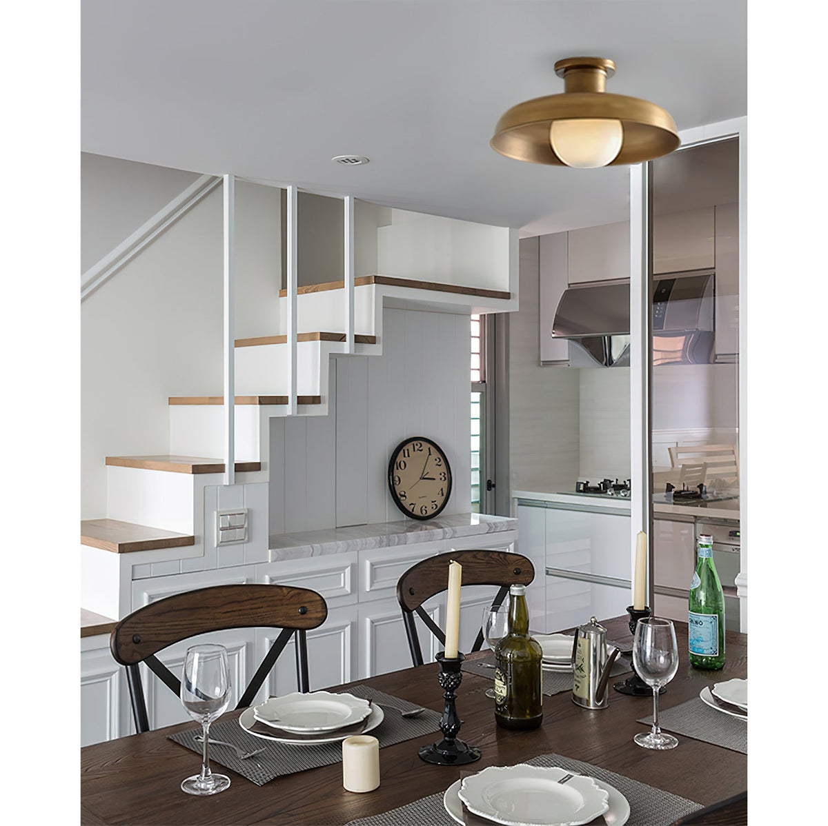 Cadence Semi Flush Ceiling Lamp – Mid-Century Danish Modern Dome Ceiling Light