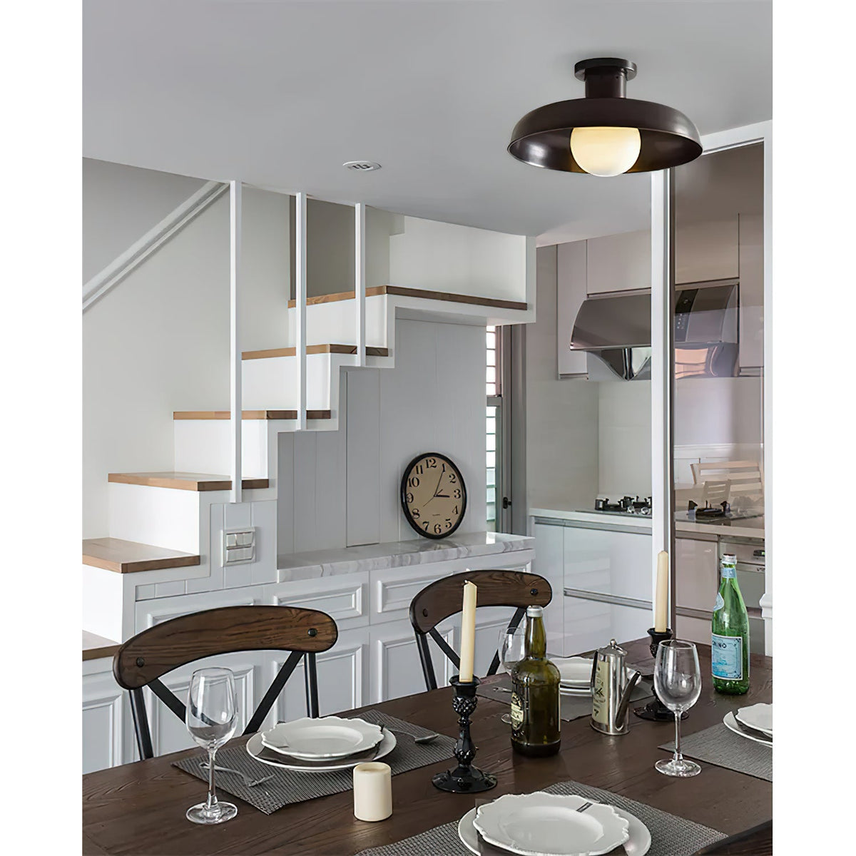 Cadence Semi Flush Ceiling Lamp – Mid-Century Danish Modern Dome Ceiling Light
