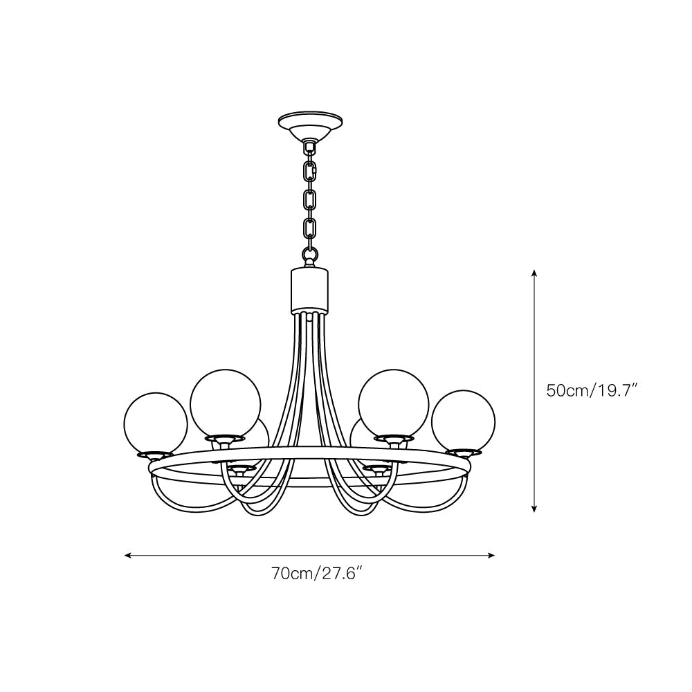 Caroline Sphere Chandelier – Antique Brass & Glass Globe Fringe Chandelier