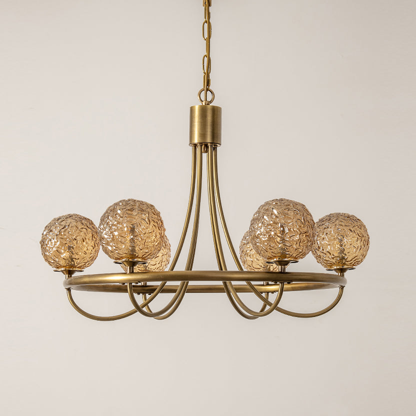 Caroline Sphere Chandelier – Antique Brass & Glass Globe Fringe Chandelier