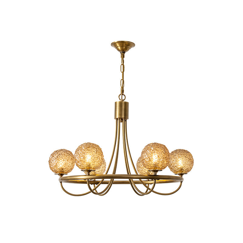 Caroline Sphere Chandelier – Antique Brass & Glass Globe Fringe Chandelier