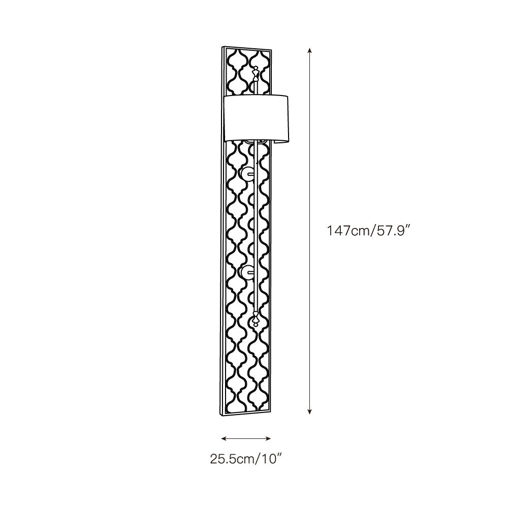 Carved Panel Sconce – Aged Whitewash Quatrefoil Wood & Blackened Iron Tall Sconce