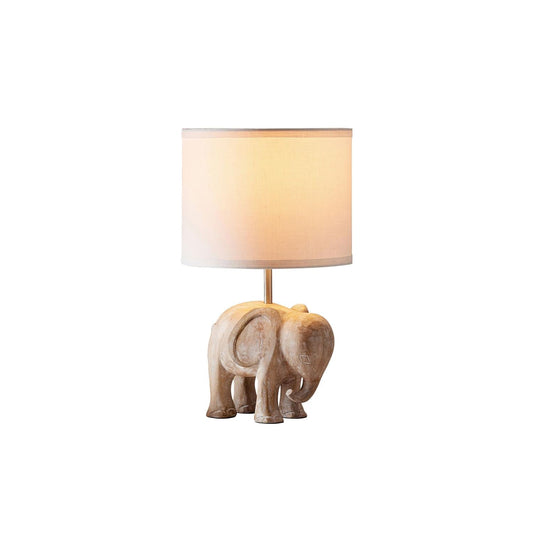 Carved Wood Animal Table Lamp – Hand-Carved Wooden Nursery Accent Light