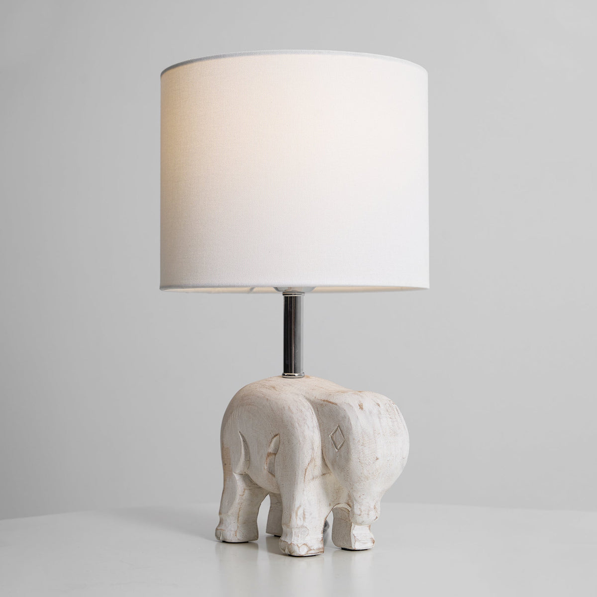 Carved Wood Animal Table Lamp – Hand-Carved Wooden Nursery Accent Light
