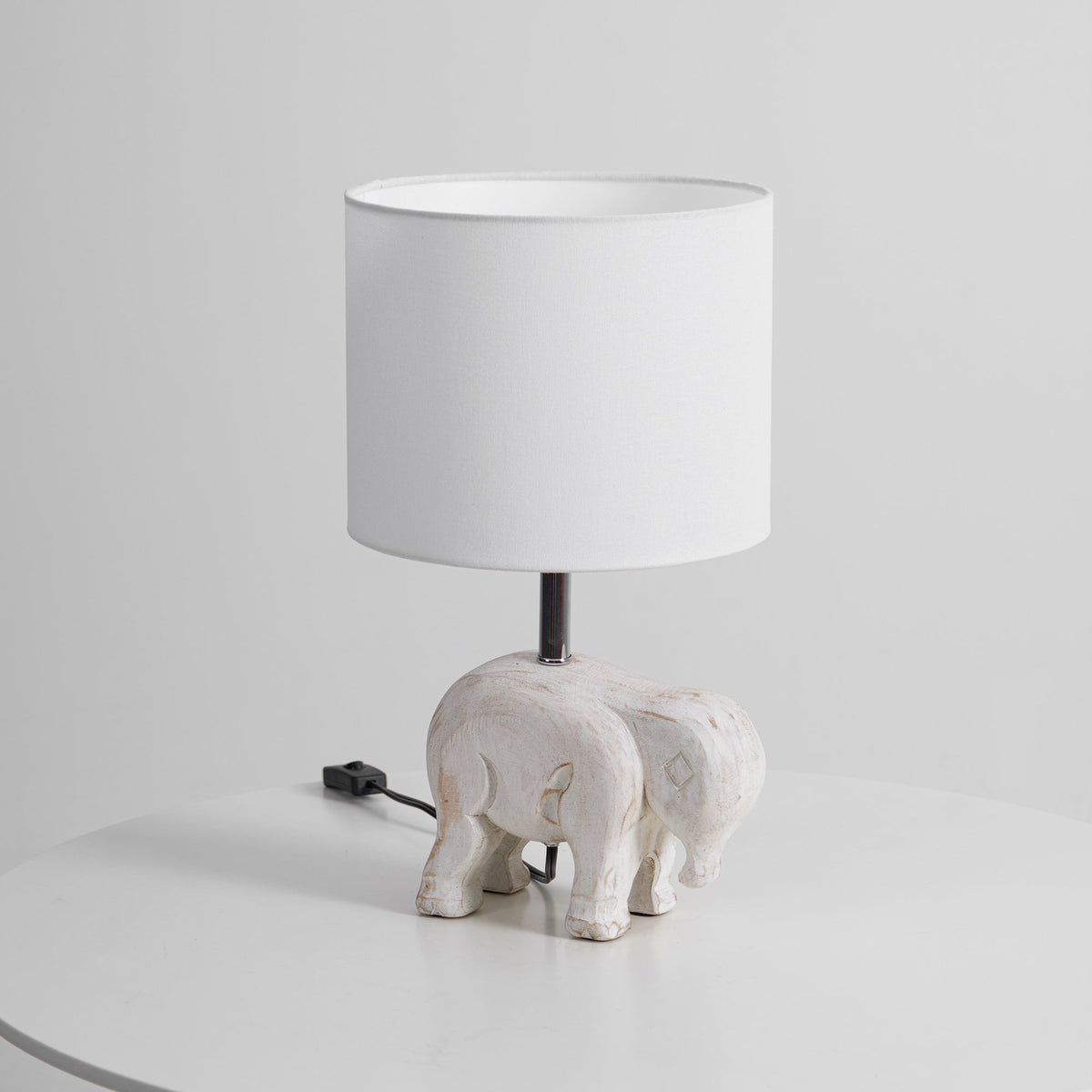 Carved Wood Animal Table Lamp – Hand-Carved Wooden Nursery Accent Light